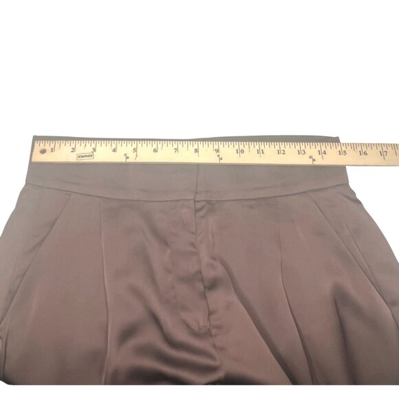 Veiled Colletion Ghalia Dark Brown Satin High Rise Trousers L - Picture 12 of 13
